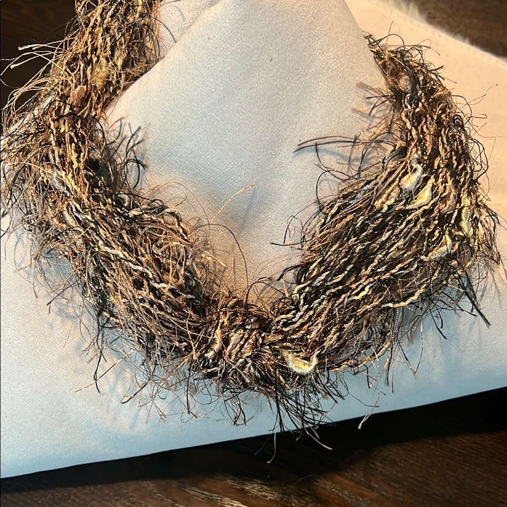 Elegant Textured Necklace in Brown and Gold